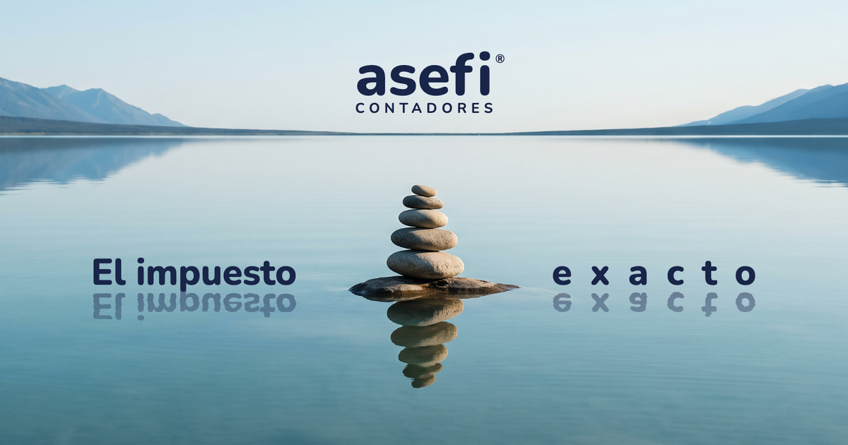 El impuesto exacto · asefi® Contadores: piedras apiladas sobre un lago en calma, con su reflejo en el agua